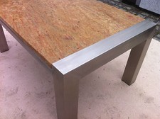 Couchtisch Wohnzimmertisch 110x70 Naturstein Granitplatte+Edelstahlgestell matt