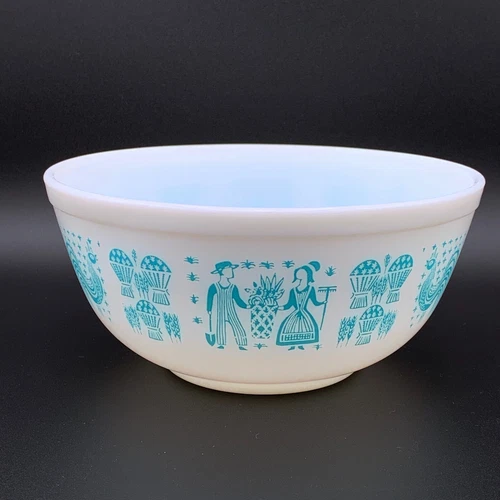 Vintage PYREX #403 Amish Butterprint - Turquoise On White - 2 1/2 Qt Mixing Bowl