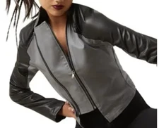 New BALERA Moto Military Jacket AH10808 GRAY/BLACK Faux Leather XLA XL ADULT