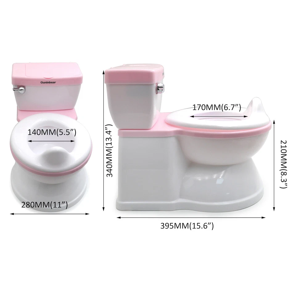 Pink Toddler Potty Training Toilet w/ Flushing Sound Handle Baby Chair Seat - Image 3 of 4