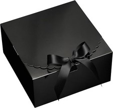 16 Pack Gift Boxes 8x8x4 Inch Black Gift Boxes with Lids for Presents Cardboa...