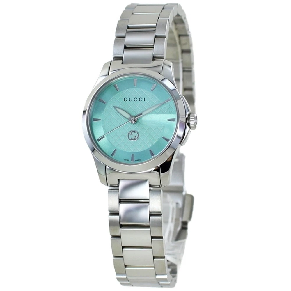 Montre pour femme Gucci G Timeless cadran bleu turquoise en acier inoxydable   YA1265051
