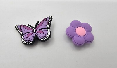 Jibbitz Kroko Charms Lila Schmetterling und Blume Set