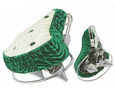 10" LONG VINTAGE LOWRIDER BICYCLE CRUISER BUTTON VELOUR SADDLE IN GREEN/WHITE.