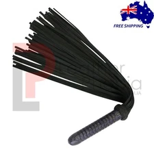 Real Nubuck Thick Leather Flogger 50 Tails Laminated Carved Wood Handle Handmade