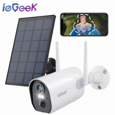 ieGeek 2K Wireless Outdoor Solar Security Camera WiFi Home Battery CCTV System
