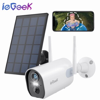 ieGeek 2K Wireless Outdoor Solar Security Camera WiFi Home