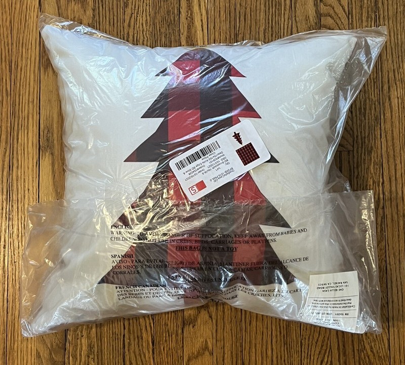 NIP Buffalo Check Christmas Tree Pillow 16x16 Square Plaid Pillow Plaid Tree