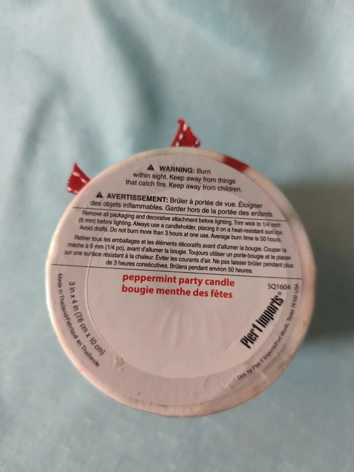 Pier One Single Wick Pillar Candle 3x4” Menta Fiesta Rojo Blanco Verde Lunares Foto 4 de 4