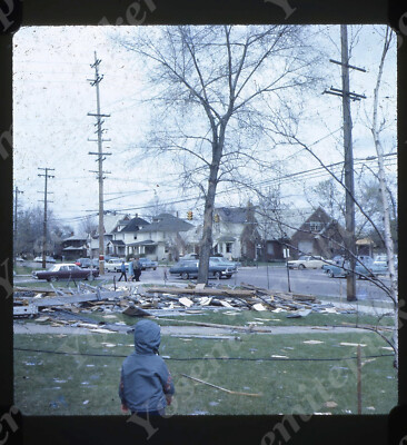 sl65  Original slide 1967 Tornado 4-21-1967 destroyed home aftermath 484a