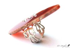 Handcrafted Orange Agate Crystal Swarovski Crystals Fashion Ring