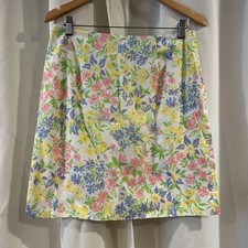 Lauren RALPH LAUREN Skirt Mini Pastel Floral Cotton Back Zip BEAUTIFUL SZ 8