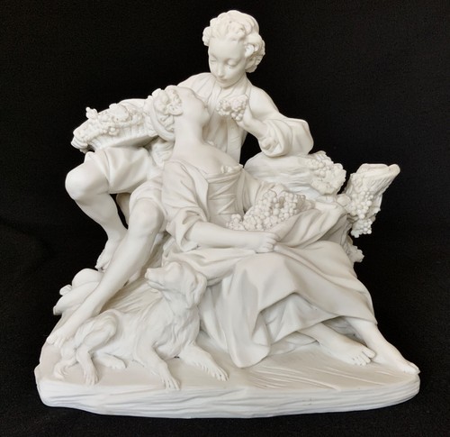 SEVRES BISKUIT PORZELLAN STATUE / LES MANGEURS DES RAISINS / 18.JH. FRANKREICH - Bild 2 von 24