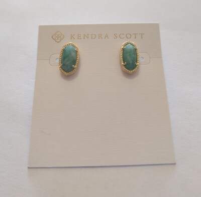Kendra Scott Ellie Stud Earrings Dark Teal Amazonite/Gold