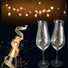 Set 2 calici Champagne flute vetro trasparente 290 ml fatti a mano Made in Italy