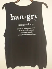 Dirtee Laundry "HANGRY" Junior Womens Top Black Sleeveless Shirt Size XL