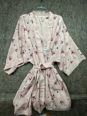 Vintage Contessa Di Roma Womens Robe Nightgown Satin Floral Short Sleeve 2X