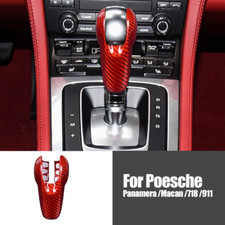 Red Carbon Fiber Car Gear Shift Knob Trim Cover For Porsche 911 Panamera Macan Red Carbon Fiber Car Gear Shift Knob Trim Cover For Porsche 911 Panamera Macan