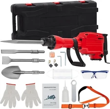 2200W Demolition Jack Hammer Electric Concrete Breaker W/ 4 Chisels Kit