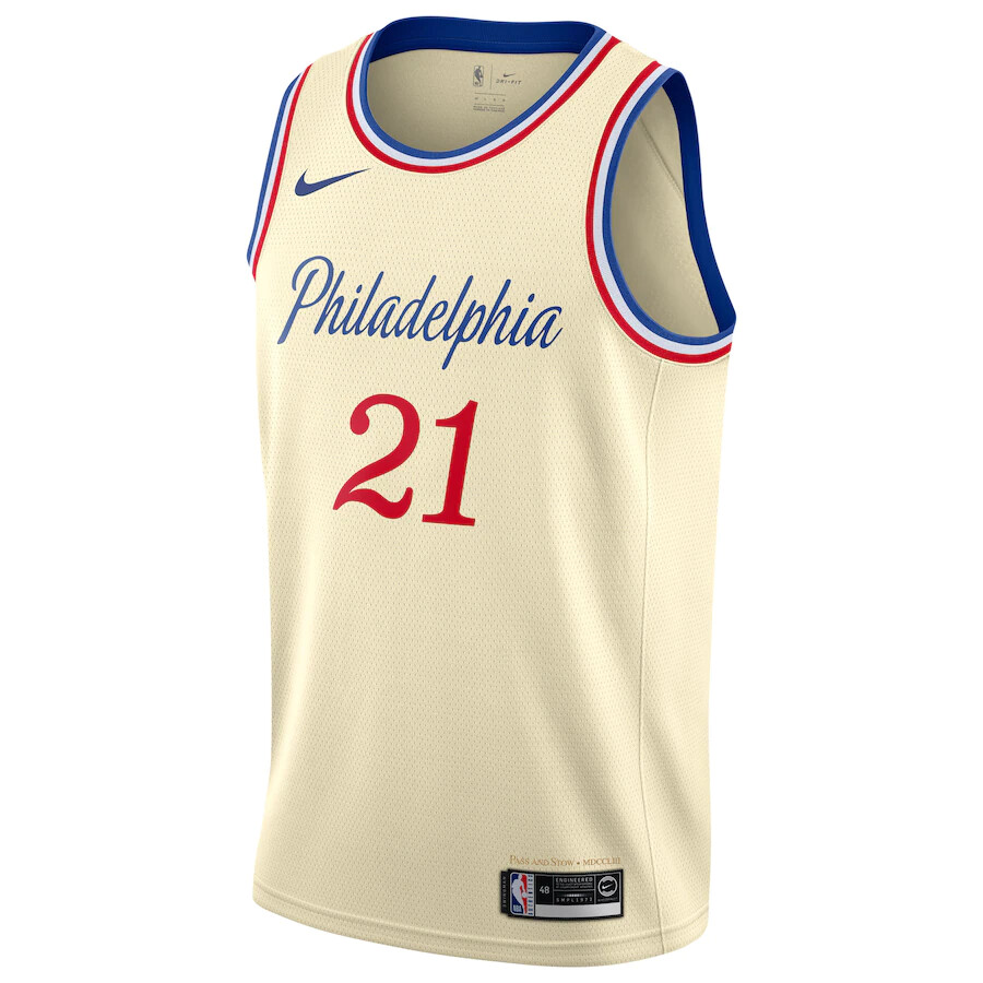 Men 21 Joel Embiid Jersey White City Edition Philadelphia 76ers Jersey