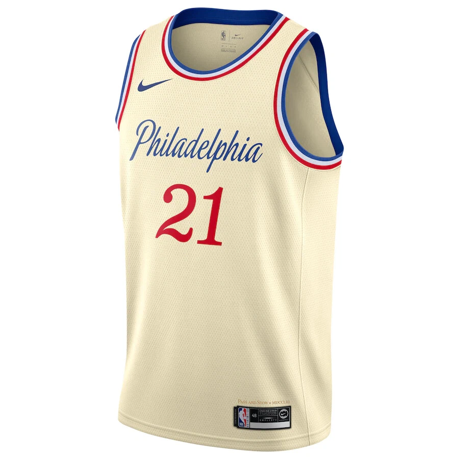 Men's Nike Joel Embiid Cream Philadelphia 76ers 2020/21 Swingman Player  Jersey - Earned Edition