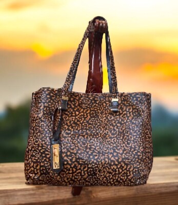 Antonio Melani Tote Handbag Purse Leopard Calf Hair Black Red Burgundy  Snakeskin