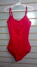 Economy 8155 Women's Medium Red Camisole Leotard w/ Low V-Cut Criss-Cross Back