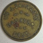 Kansas, Hanover, Wm. J. Schwartz Store Brass 50¢ Merchandise Token 425969 — photo 1