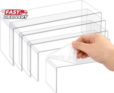 Thyores 5 Pcs Large Acrylic Risers, Clear Display Showcase Collectibles Display