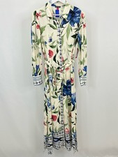 Vince Camuto Challis Dress Size M Ivory Floral Women Maxi Button Front Boho