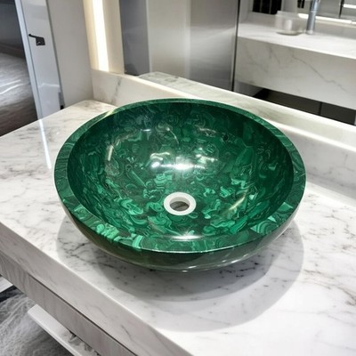 Luxury Malachite Sink Basin   Natural Gemstone Vessel Bathroom Sink, Designer