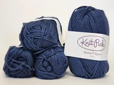 Knit Picks Shine Sport yarn, Sailor blue #3138; Cotton/Modal lot of 4; 50g/110yd
