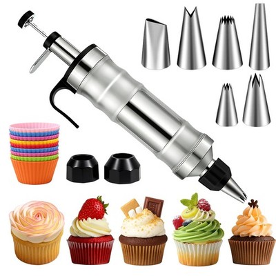 Dessert Decorating Syringe Set, Icing Piping Kit Stainless Steels Cake Decora...