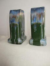 Paire de vases soliflores THULIN Faïencerie Céramique 1925/30. Art-déco