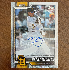 Topps 2026 Series 2 75 Years Die-Cut Auto Manny Machado 75th Refractor #16/75