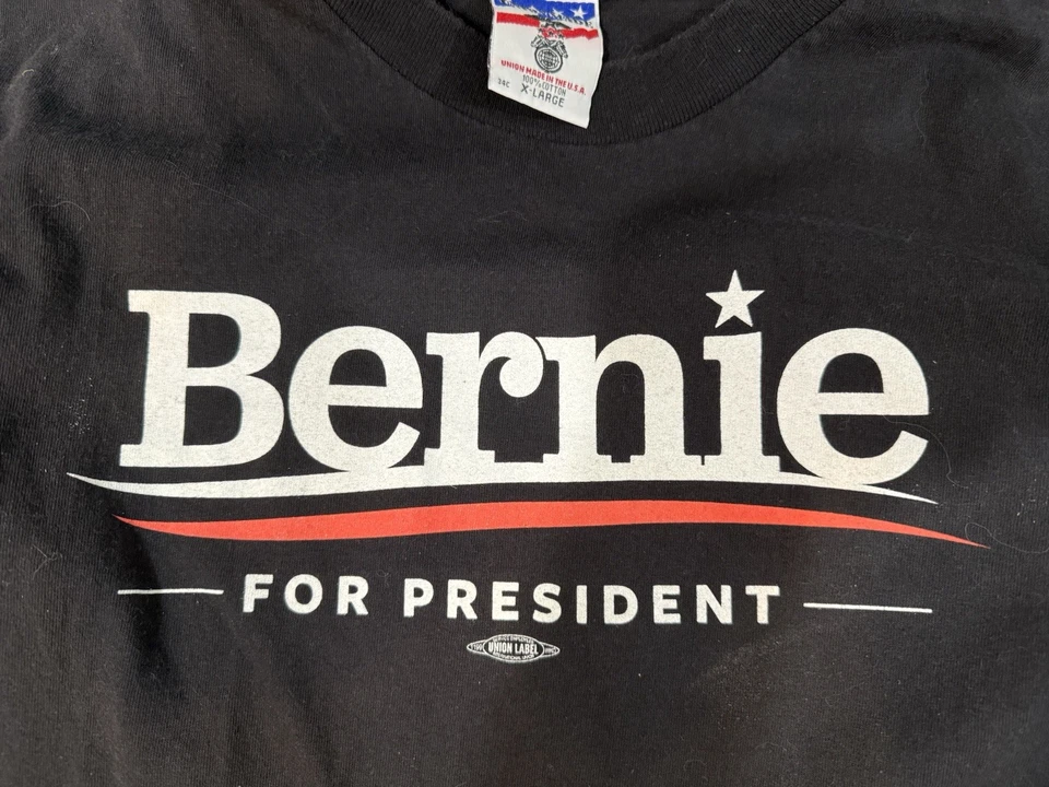 Bernie Sanders for President Union Made XL Hombre Camisa Negra Manga Corta Foto 2 de 3