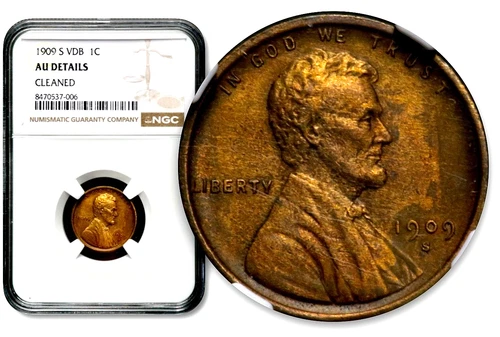 1909-S 1C VDB Lincoln Wheat Cent - NGC AU Details RARE KEY DATE  CC927