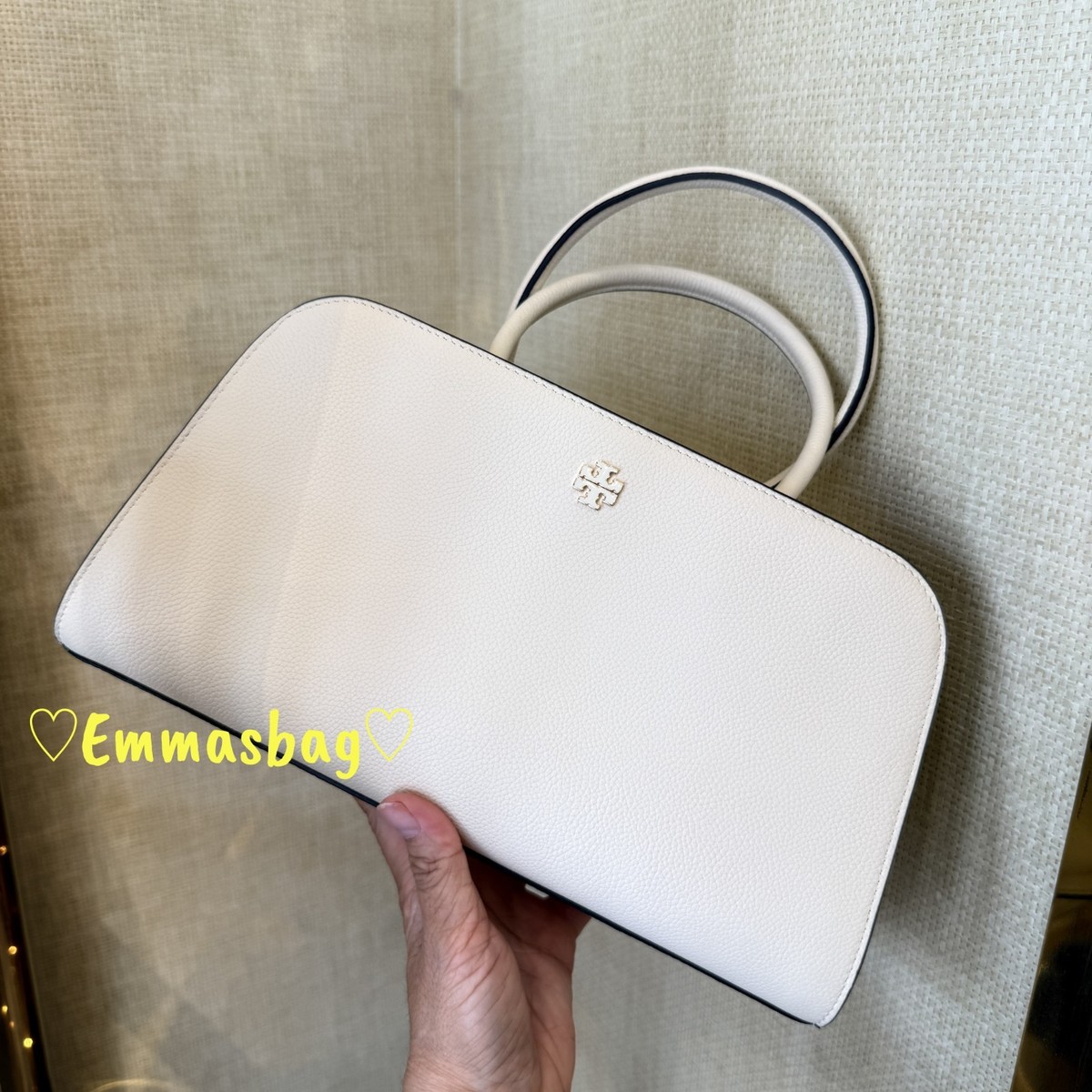 Tory Burch Britten Small Center Zip Satchel 175618 Pebbled Leather