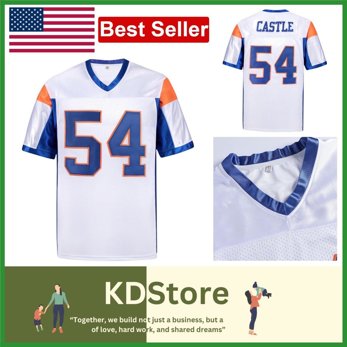 Men's Thad Castle Football Jersey 54 Mountain State Blue White S