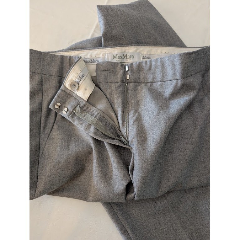 Max Mara Pure New Wool Tailored Career Pants Gray Size 8 | eBay display picture 1