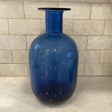 9 In Tall Blue Hand blown Glass Vase