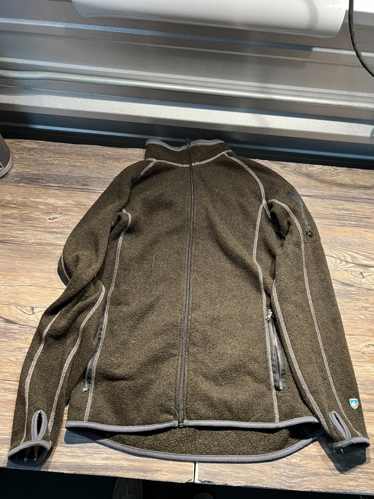 Kuhl Fleece Jacket unisex Large Brown Alpaca Blend Full Zip Outdoor Hiking