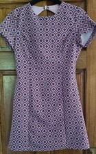 Zara Retro Geometric Dusky Pink Dress - Size Small