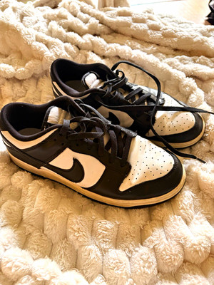 Nike Dunk Low Panda Black/White Leather Low Top Sneakers US 9.5 DD1391-100