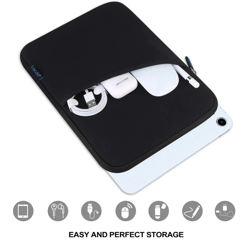 8 Inch Tablet Sleeve Waterproof Shockproof Neoprene Case with Extra Pocket - Image 3 of 4