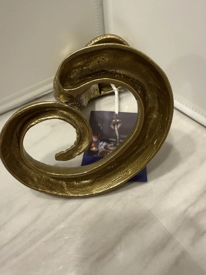 Gold Tone Single Metal Snake Figure Taper Candleholder Candle Stick Holder - Image 4 of 4