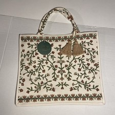 Harper Floral Canvas Tote Bag Cotton Shopping Market Reusable Shopper 16.5x14.5  