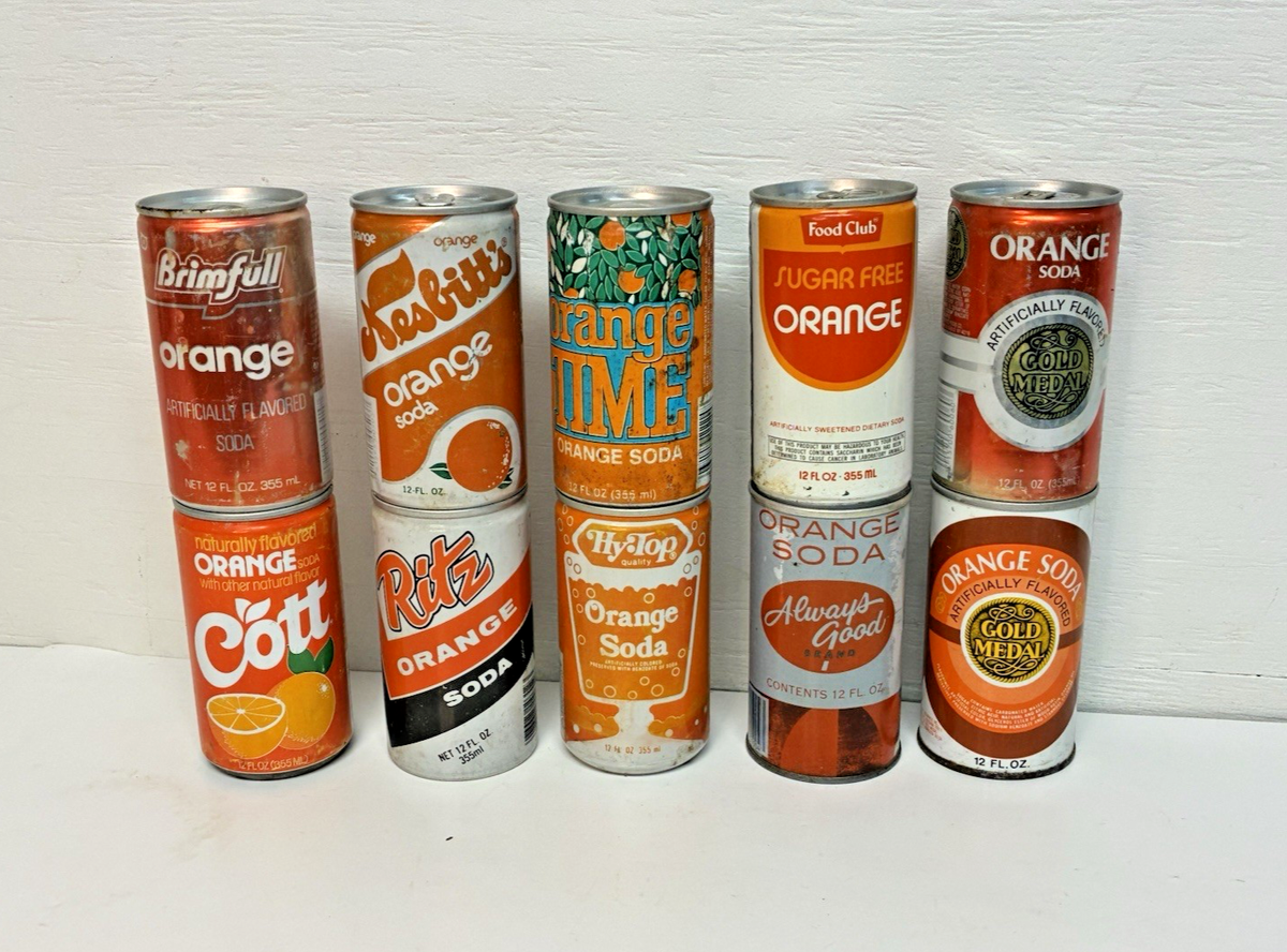 Vintage Orange Soda Cans Steel and Aluminum Soda Pop Cans