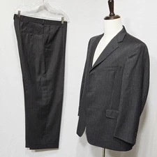 Daniel Cremieux Collection Suit Mens 44L Pinstripe Wool Blend Blazer Pants USA
