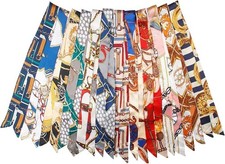 12 Pcs Silk Head Scarf Handbag Handle Wrap Ribbon Neckerchief Scarf for Women